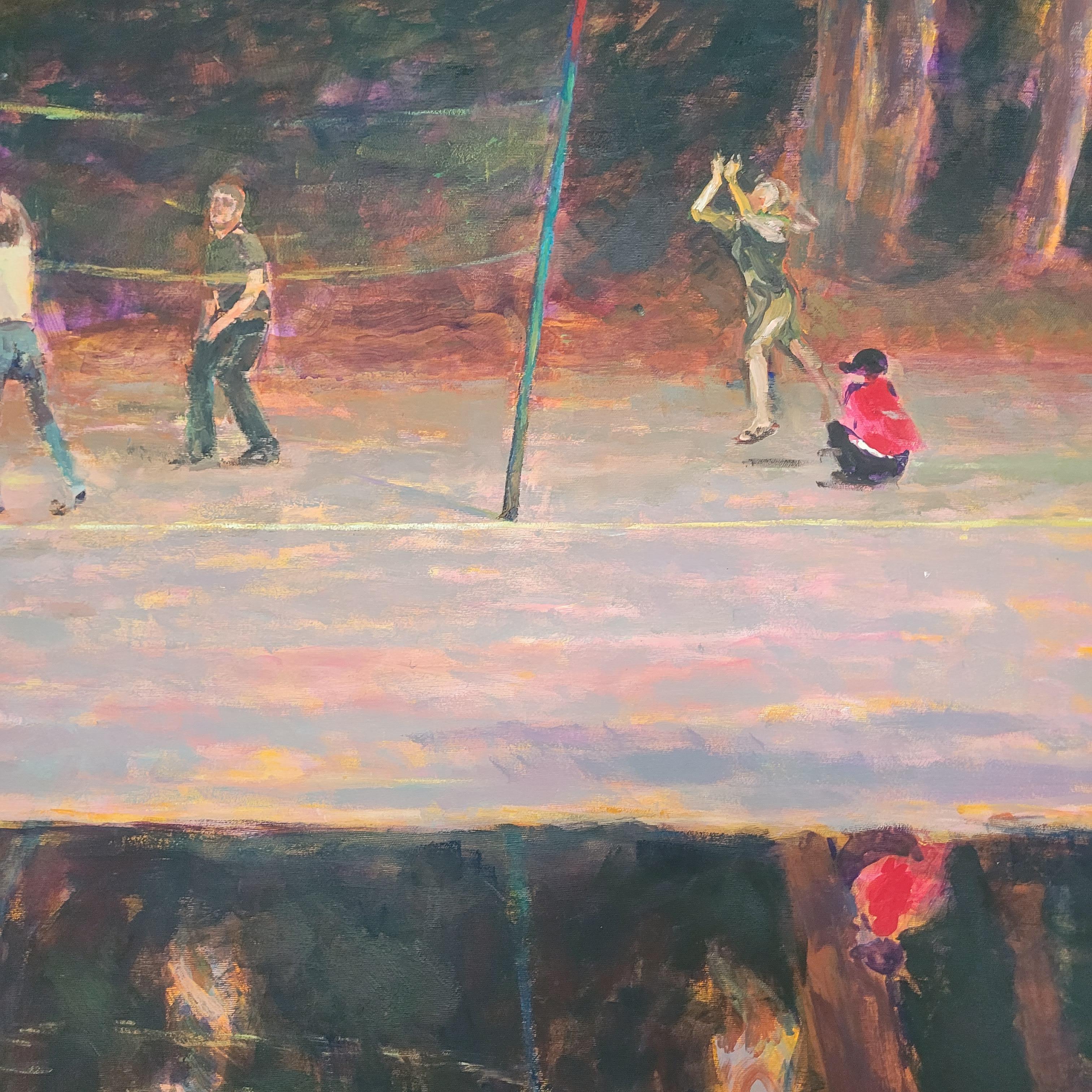 Voleibol - Pintura al óleo figurativa contemporánea del siglo XXI, Deporte, Paisaje en venta 3
