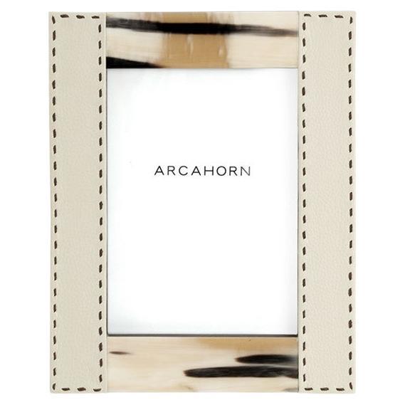 Dorotea Picture Frame in Pebbled Leather & Corno Italiano, Mod. 4460