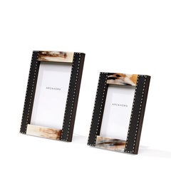 Dorotea Picture Frame in Pebbled Leather & Corno Italiano, Mod. 4463