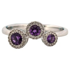 Dorothea Ring aus 14 Karat Weißgold mit Diamant und Amethyst Größe 6.5, Elegance-Schmuck