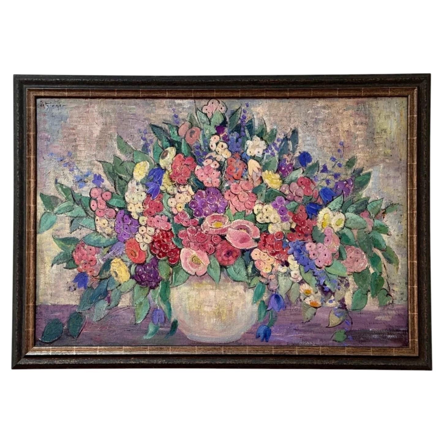 Dorothea Litzinger (American 1889-1925) Large Scale Floral Still Life For Sale