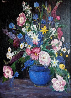 "Peonies" Dorothea M. Litzinger, Vibrant, Expressive Color, Flower Still Life