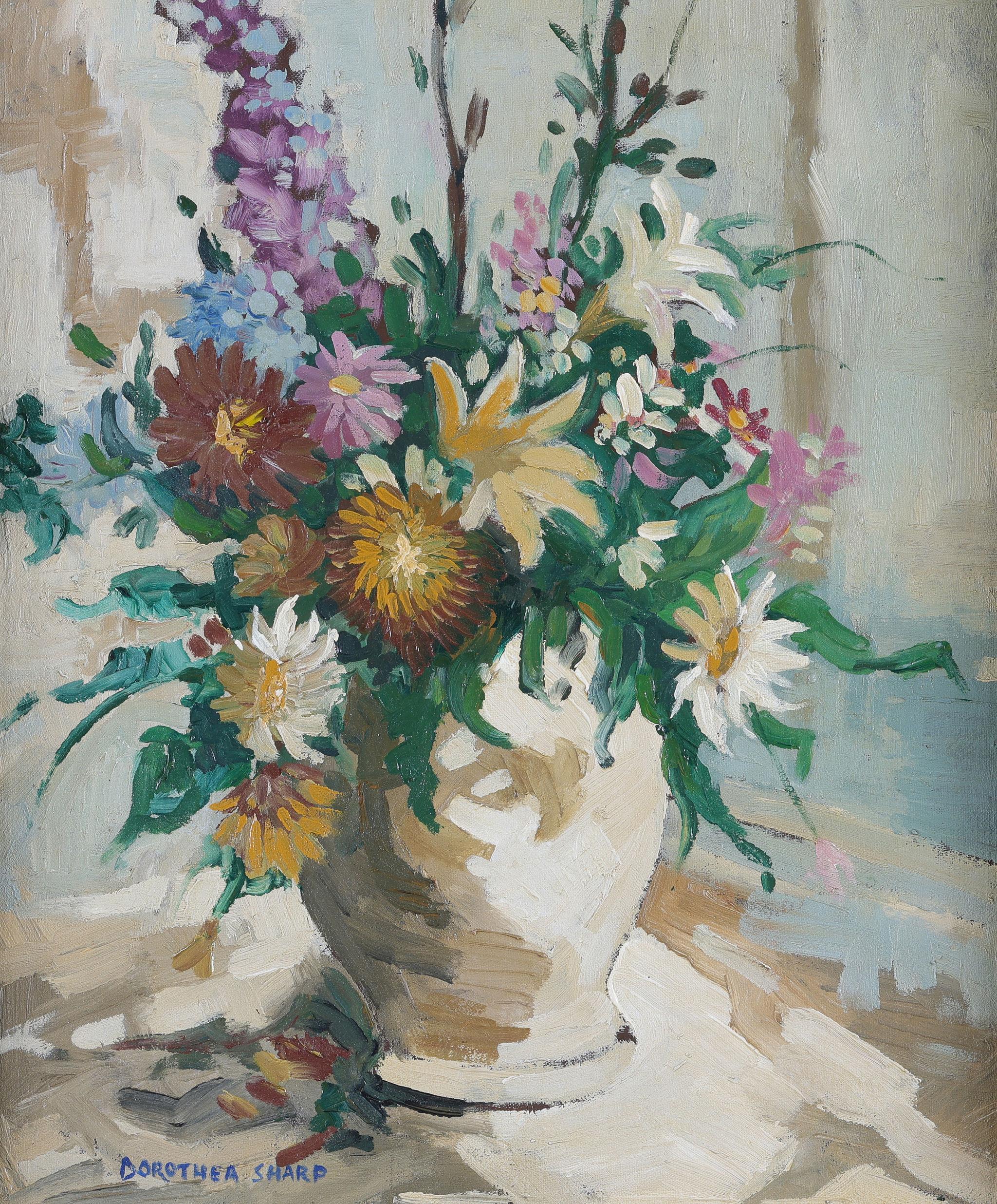 Une nature morte de fleurs - Painting de Dorothea Sharp