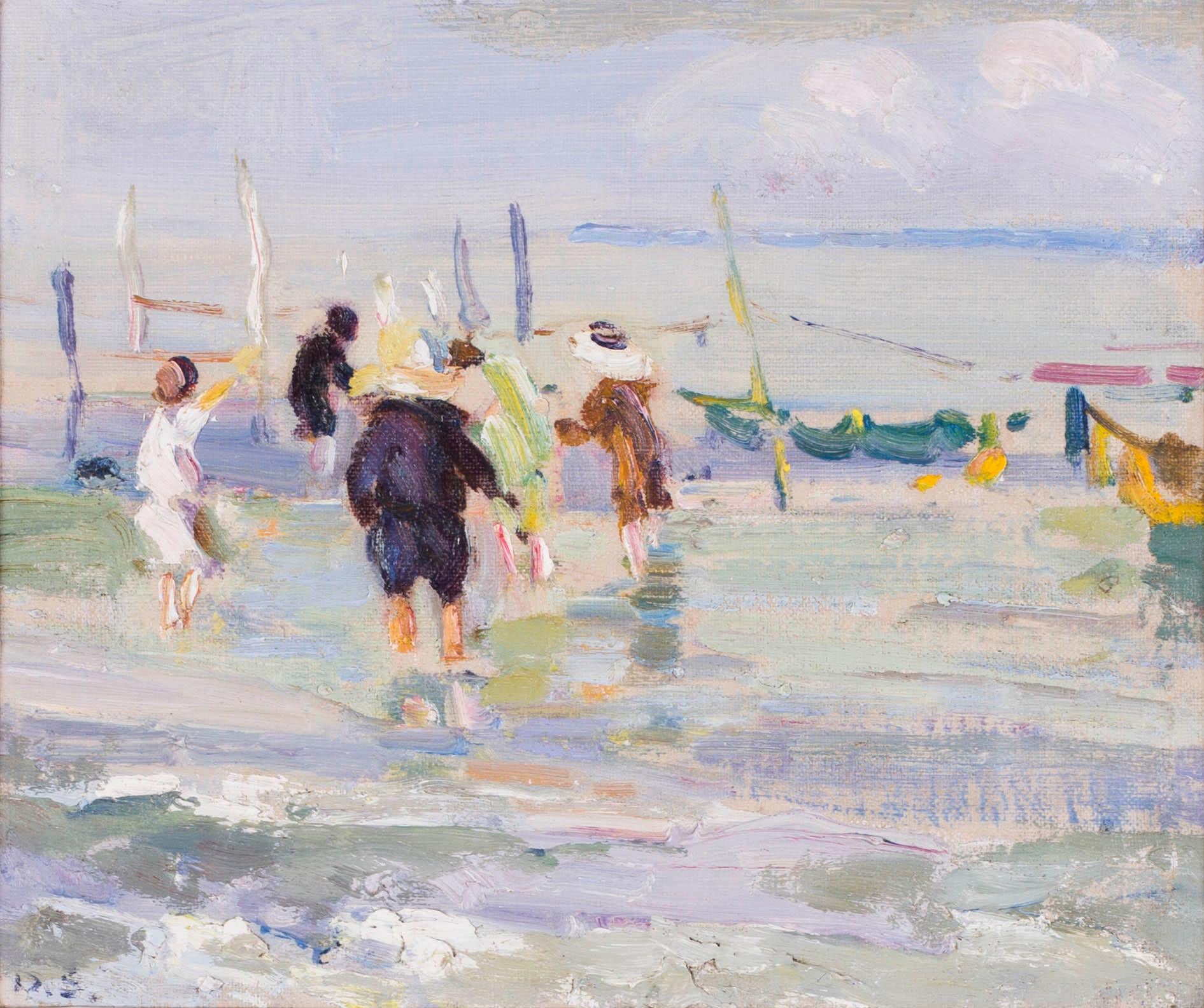 British, Impressionist oil painting by Dorothea Sharp of children on a beach 3