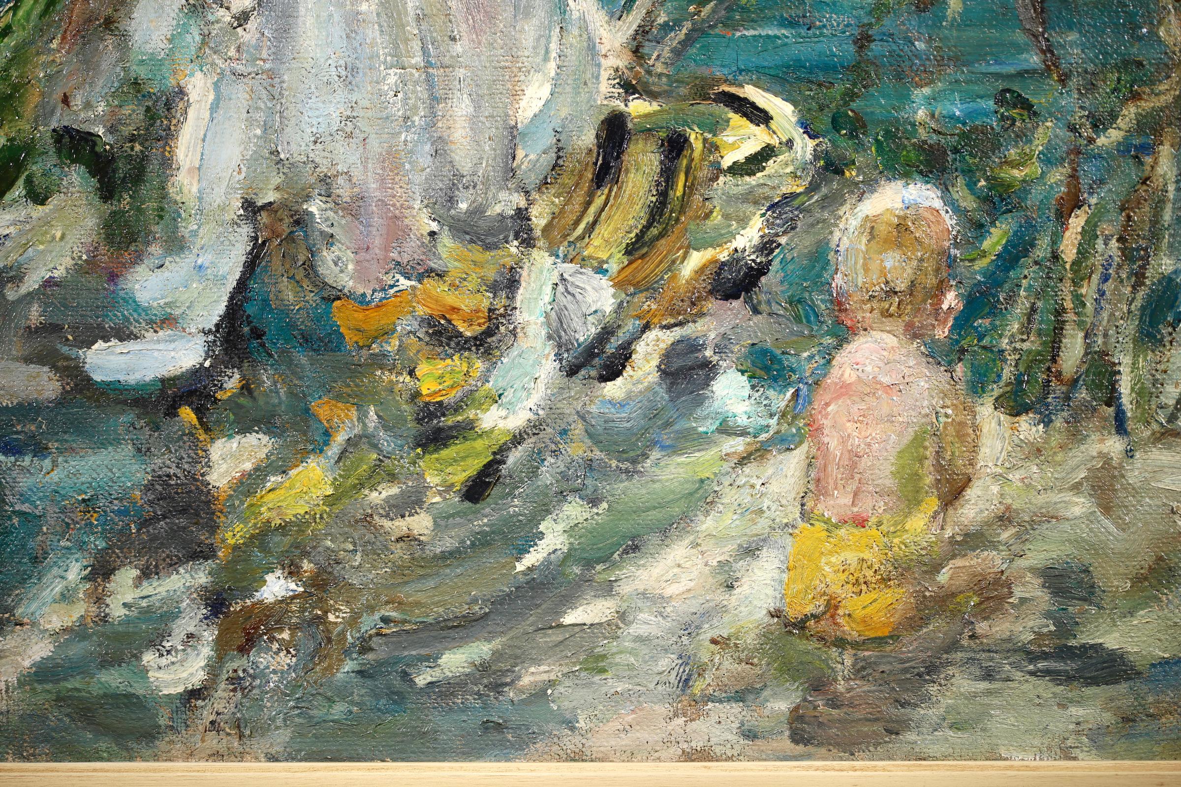 By The River - Gray Landscape Painting by Dorothea Sharp