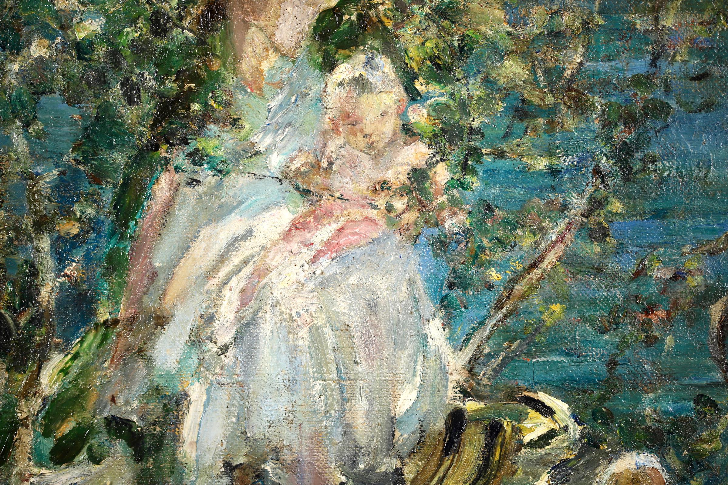 Oil on canvas. Signed lower left. Framed dimensions are 32 inches high by 36 inches wide.

Dorothea Sharp was a landscape, flower and figurative painter. She studied both in London and in Paris. The editor of THE ARTIST journal of 1935 said of her