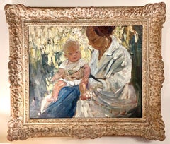Anfang des 20. Jahrhunderts Modern British Impressionist Porträt einer Mutter mit Kind