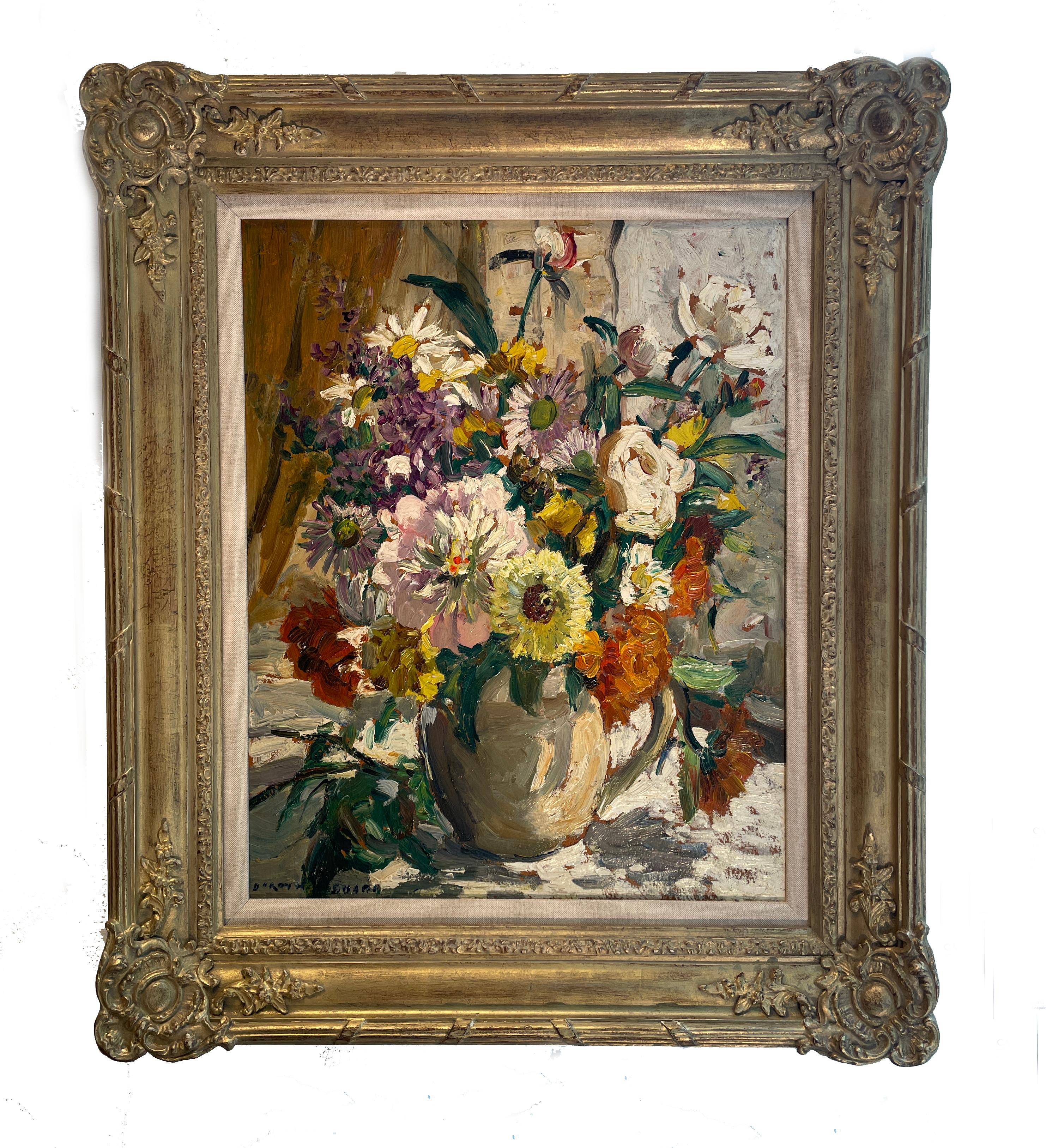 Dorothea Sharp ''Summer Bouquet'' Impressionist Still life Painting of flowers, Orange, Yellow