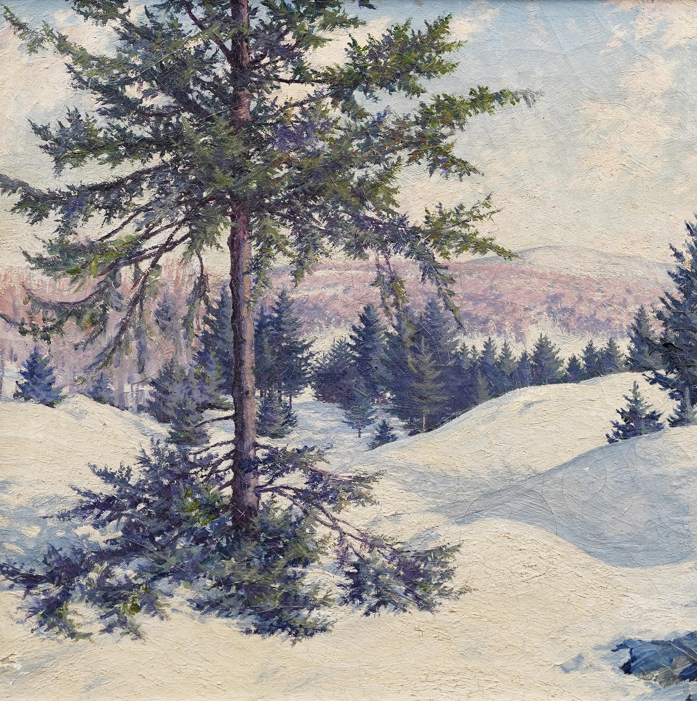 Antique American impressionist signed winter landscape oil painting by Dorothea (Dorothy) Taber Stafford (1902 - 1985).  Oil on canvas.  Signed.  Framed.  Image size, 20L x 16H.