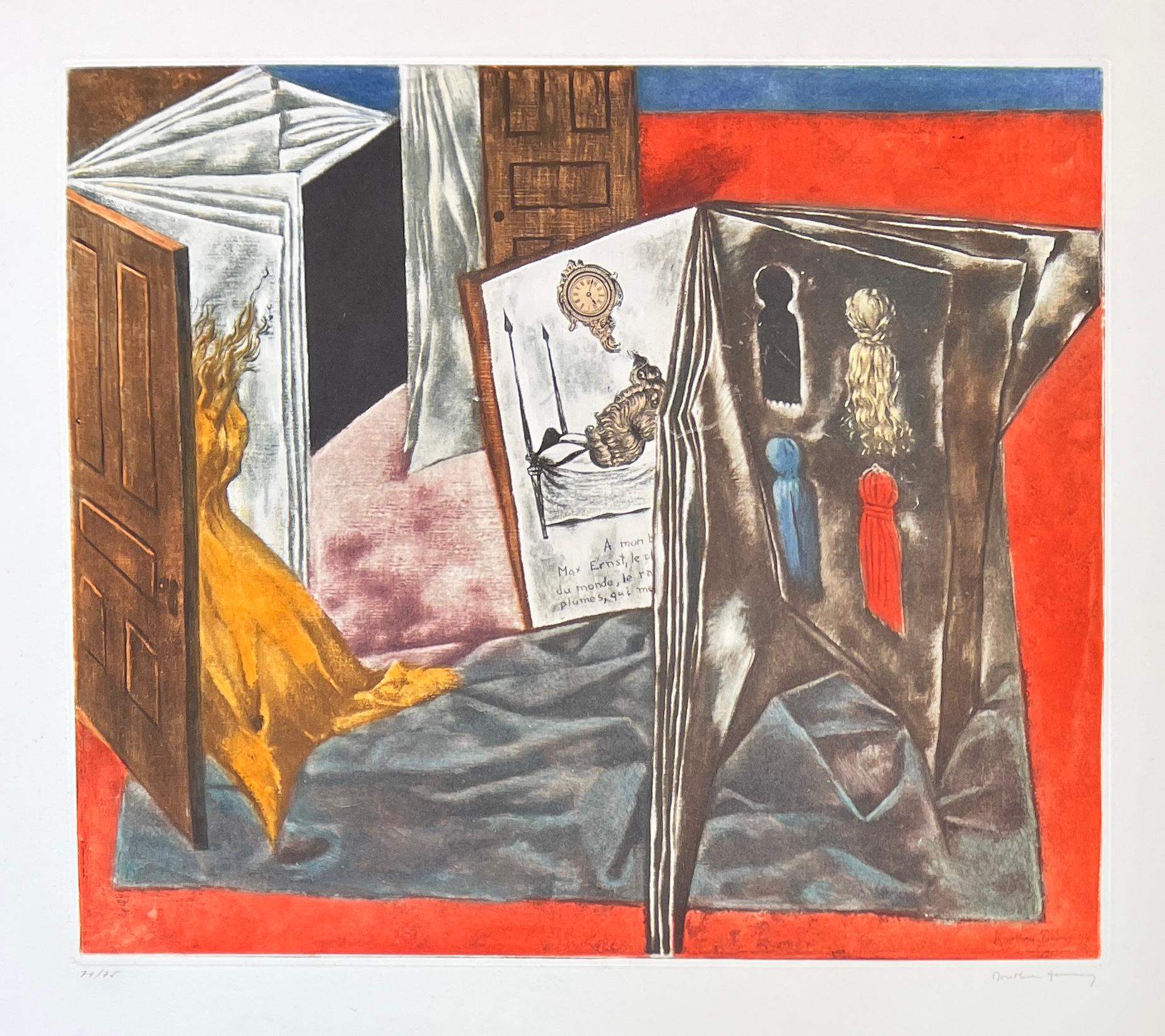 Coloured etching and aquatint on Arches paper, edited in 1969.
Limited edition of 75 copies, numbered 71/75 in lower left corner.

Paper size: 50 x 65 cm
Very good conditions with deep bright colors.

A regular certificate of authenticity and