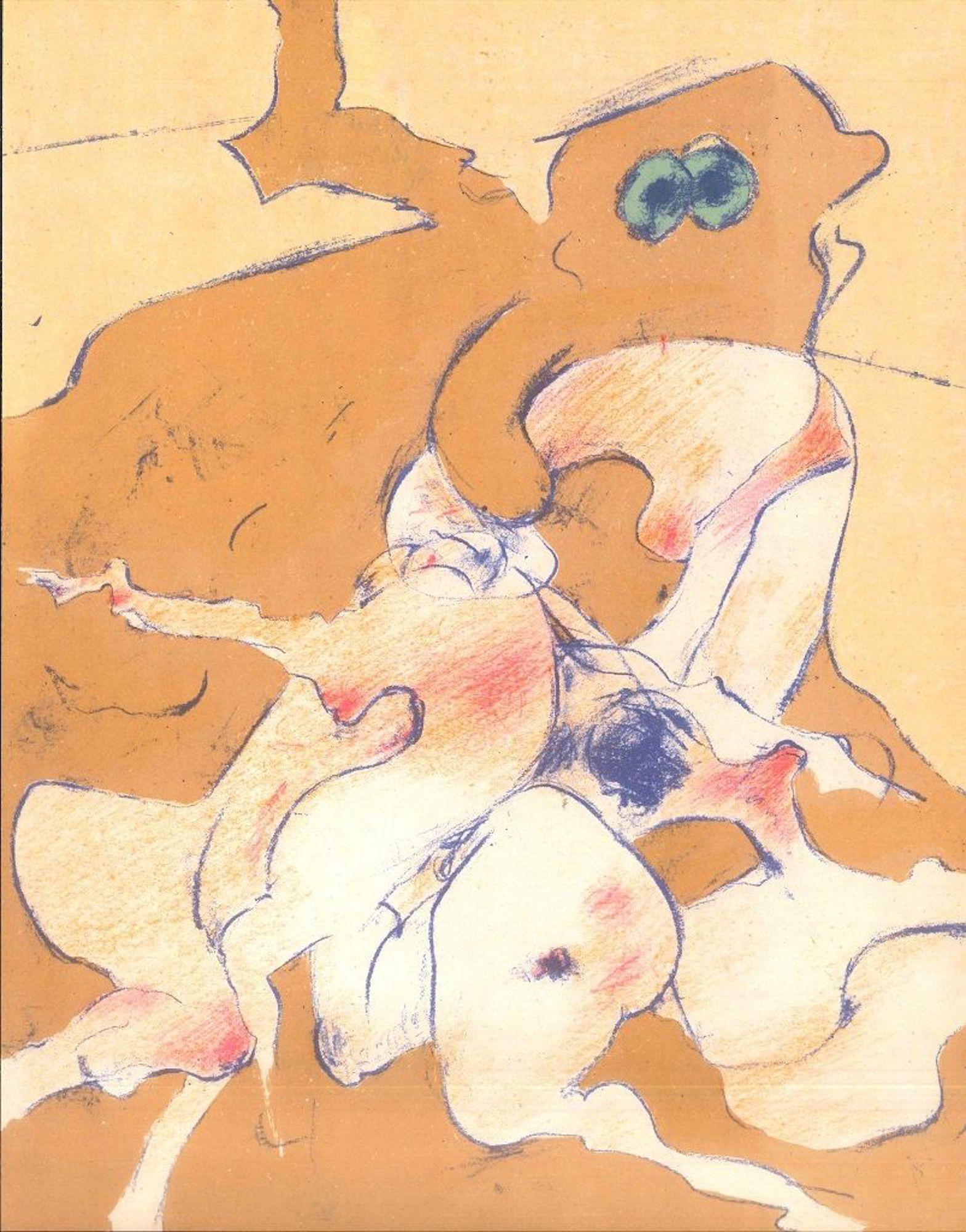 Untitled is an artwork realized by Dorothea Tanning in 1974 for the Art Magazine "XXeme Siècle".

Colored lithograph.

Very Good condition. Printed by Atelier Pierre Chave in Vence, France.

This lithograph was realized by the artist in 1974 for