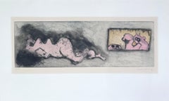 Voyeurs - Litografía firmada a mano Edición limitada Artista surrealista femenina, 1970