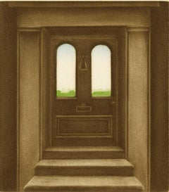 Steps to a Door (landscape seen through door windows)