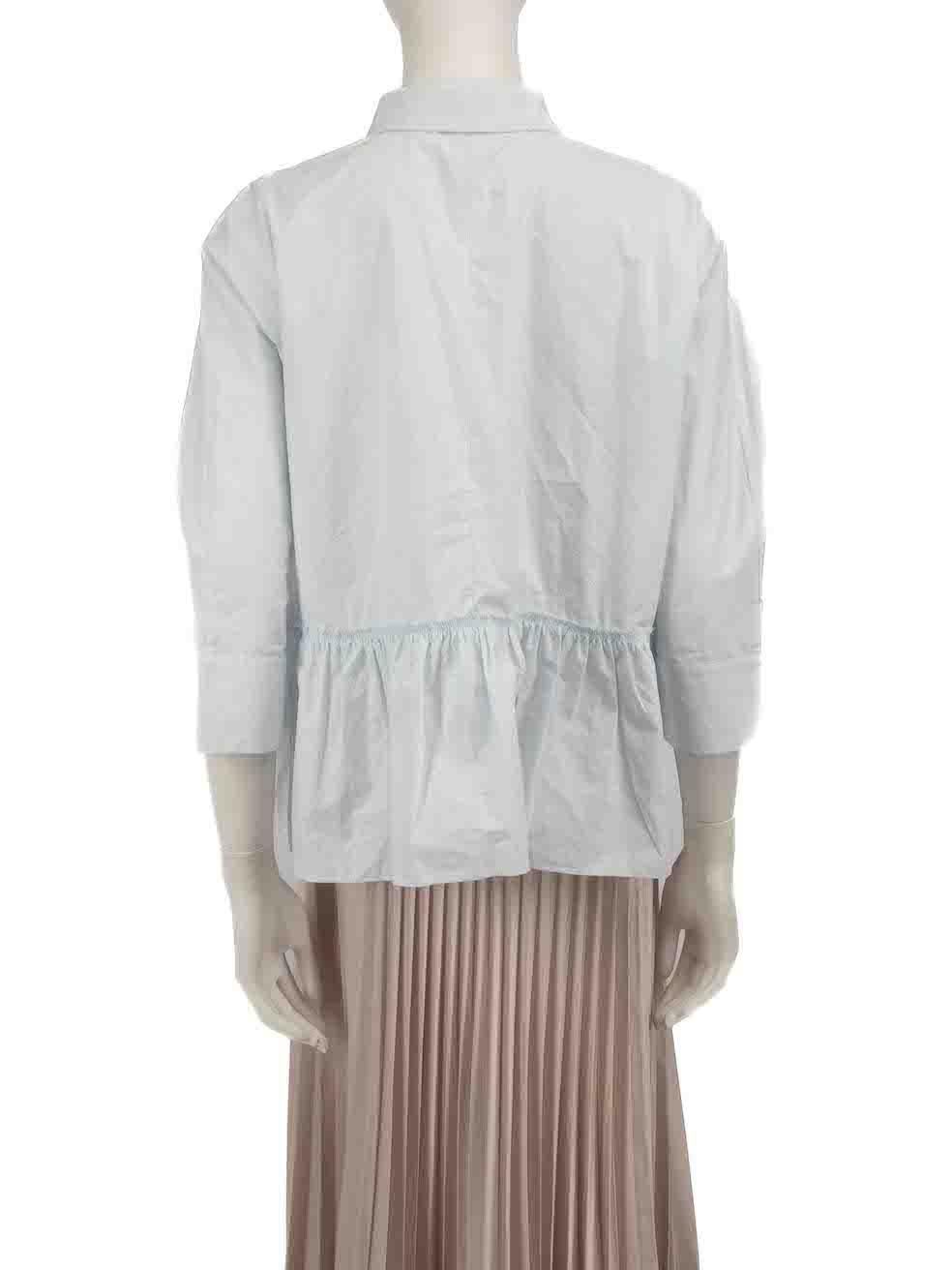 Dorothee Schumacher Blue Ruffle Hem Boxy Blouse Size S In Good Condition For Sale In London, GB