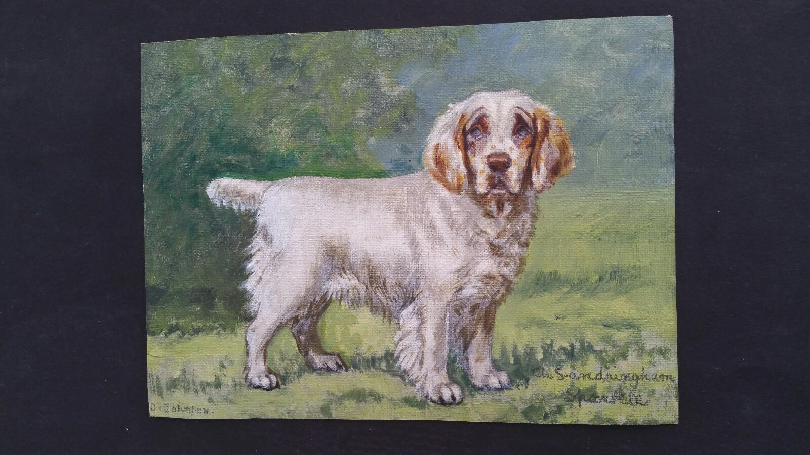 English School 20th Century Oil Painting (1930s) Clumber Spaniel Dog 1