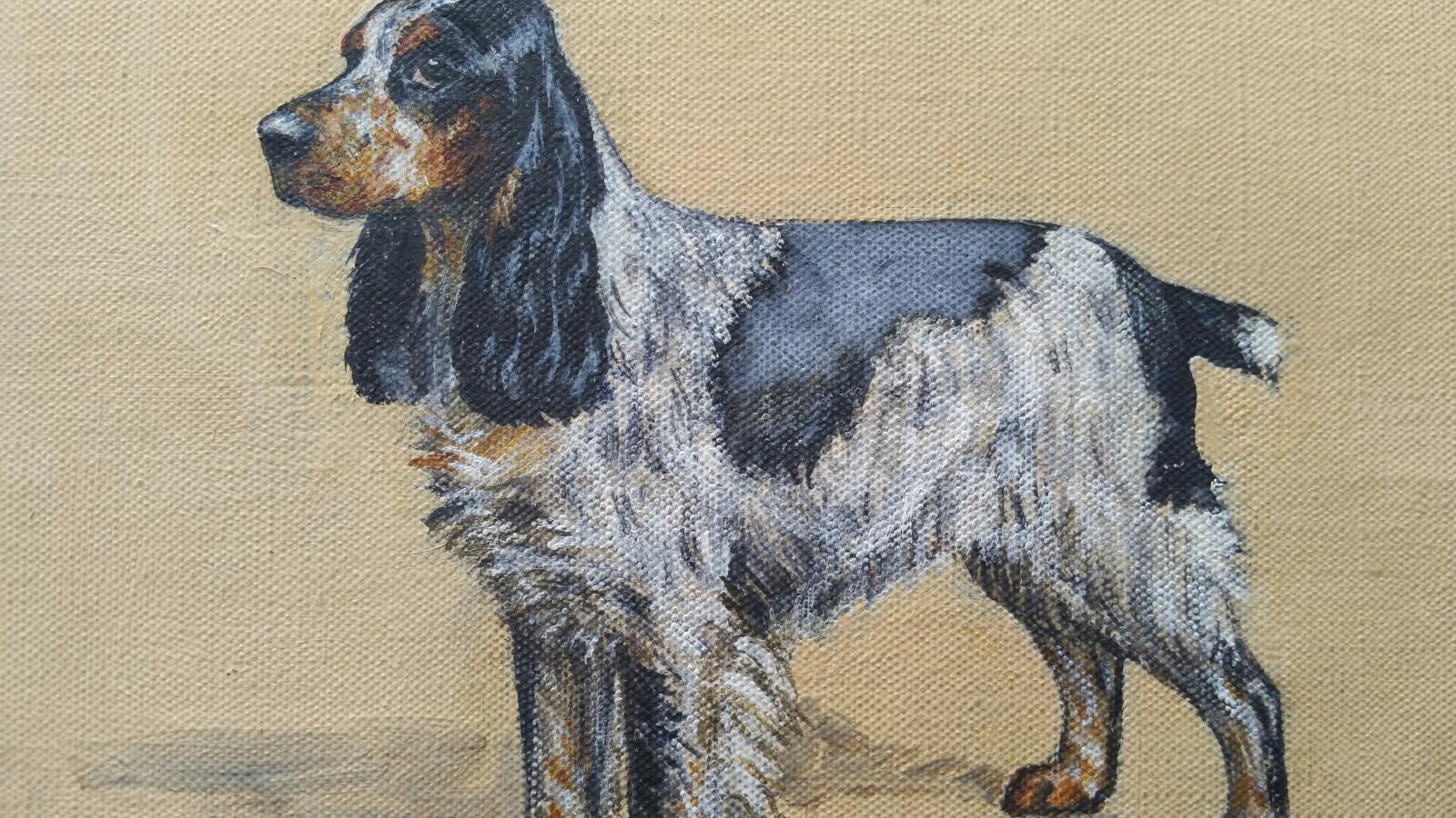 English School Mid 20th Century Oil Painting Cocker Spaniel Dog  - Brown Animal Painting by Dorothy Alexandra Johnson