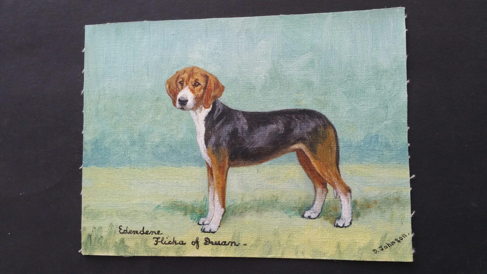 English School Pintura al óleo de mediados del siglo XX Perro sabueso Hamiltonstovare en venta 1