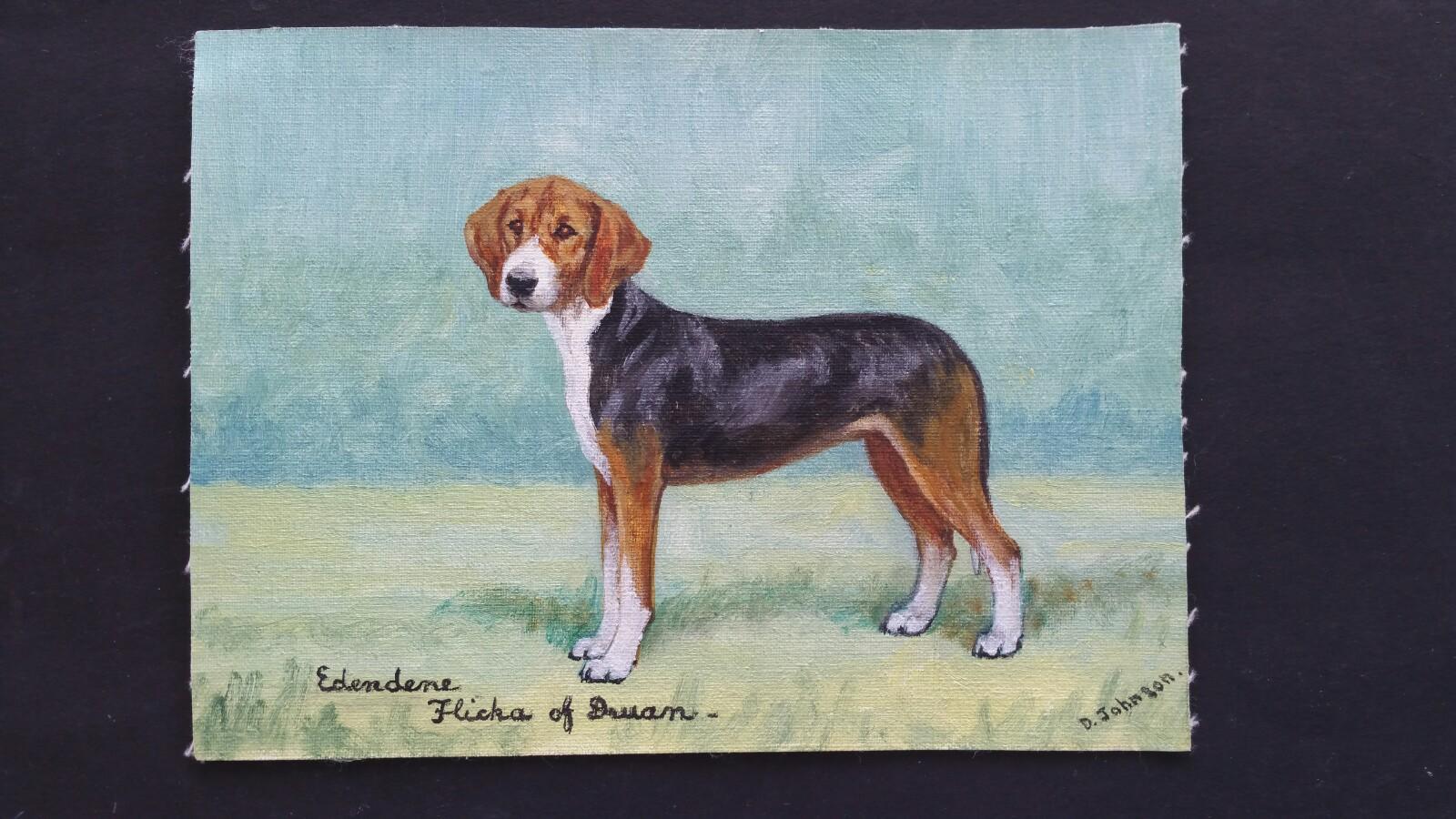 English School Pintura al óleo de mediados del siglo XX Perro sabueso Hamiltonstovare en venta 2