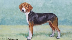 English School Mid 20th Century Oil Painting Hamiltonstovare Hound Dog