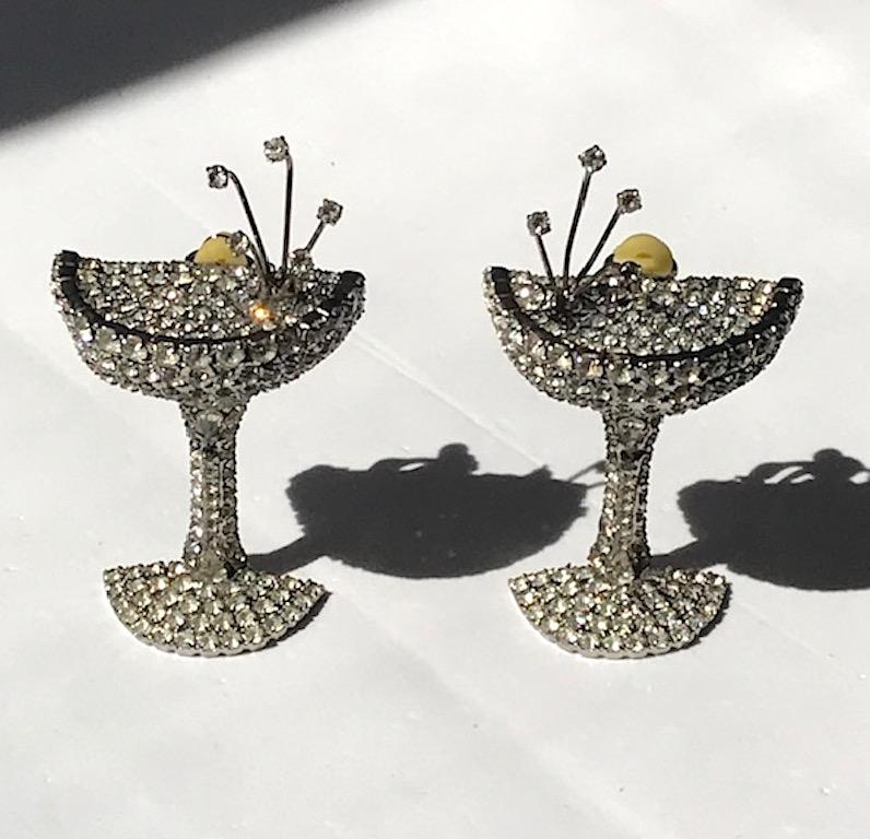 Women's Dorothy Bauer 1980s Champagne Glass Earrings