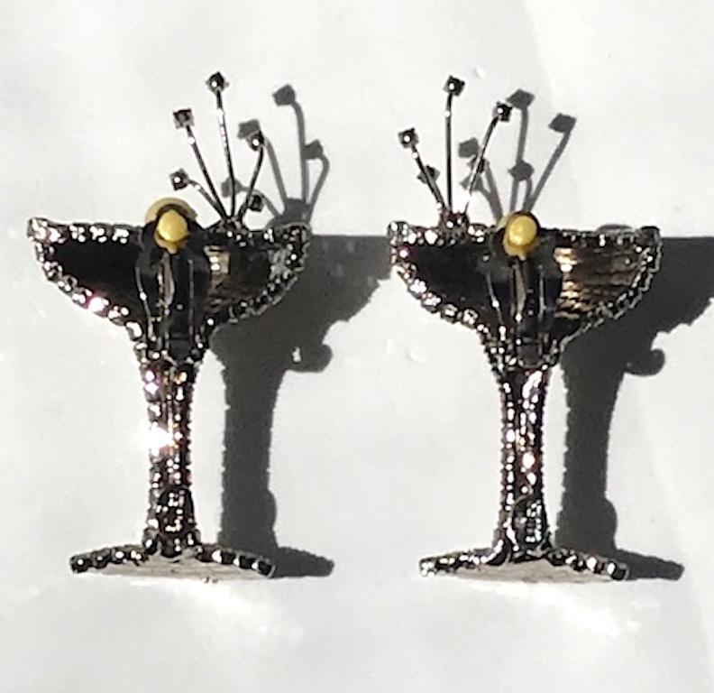 Dorothy Bauer 1980s Champagne Glass Earrings 2