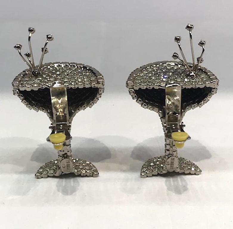 Dorothy Bauer 1980s Champagne Glass Earrings 3