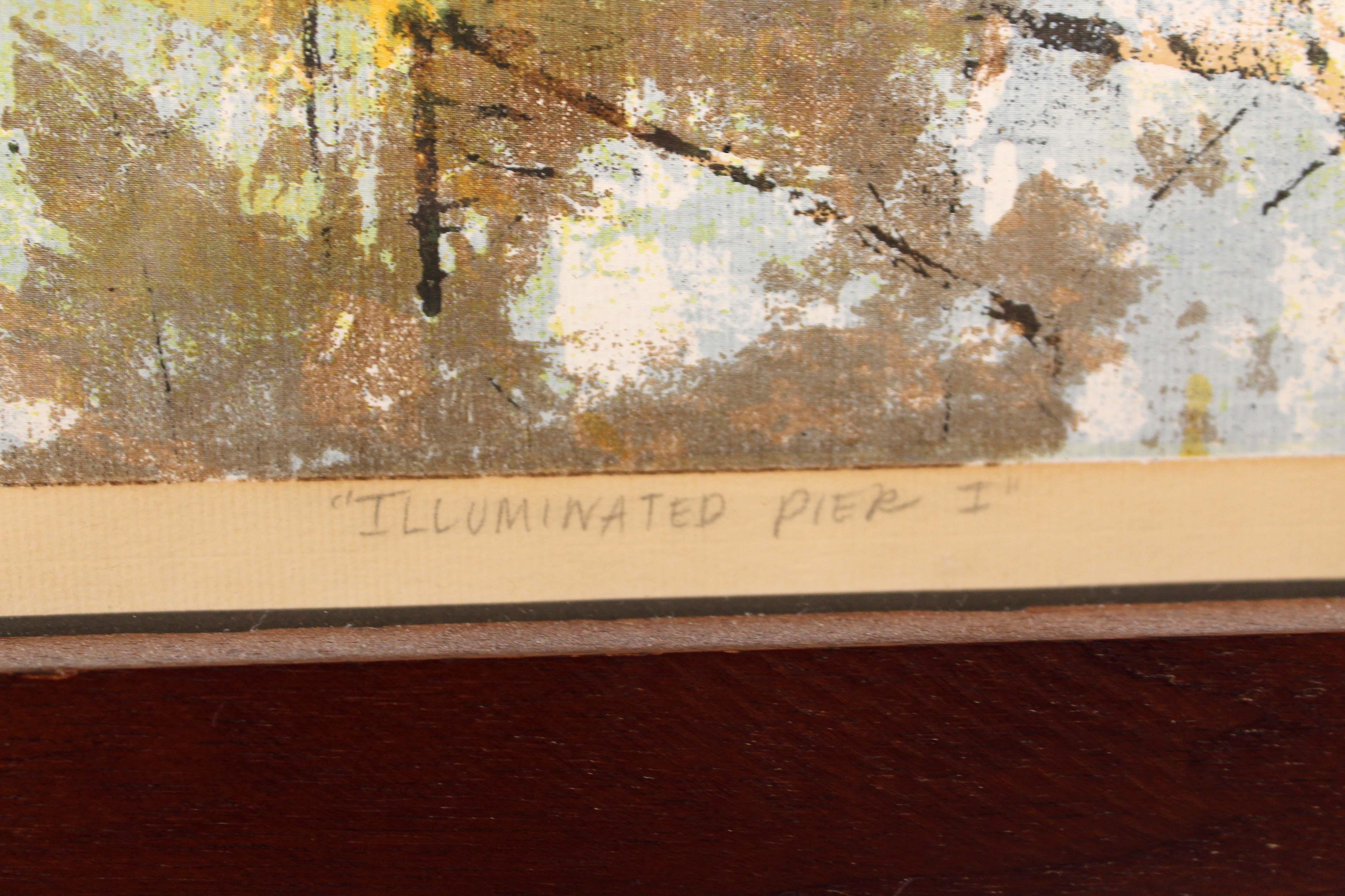 Dorothy Bowman Illuminated Pier i 1956 Signed Screenprint Ed. 65 Framed 6