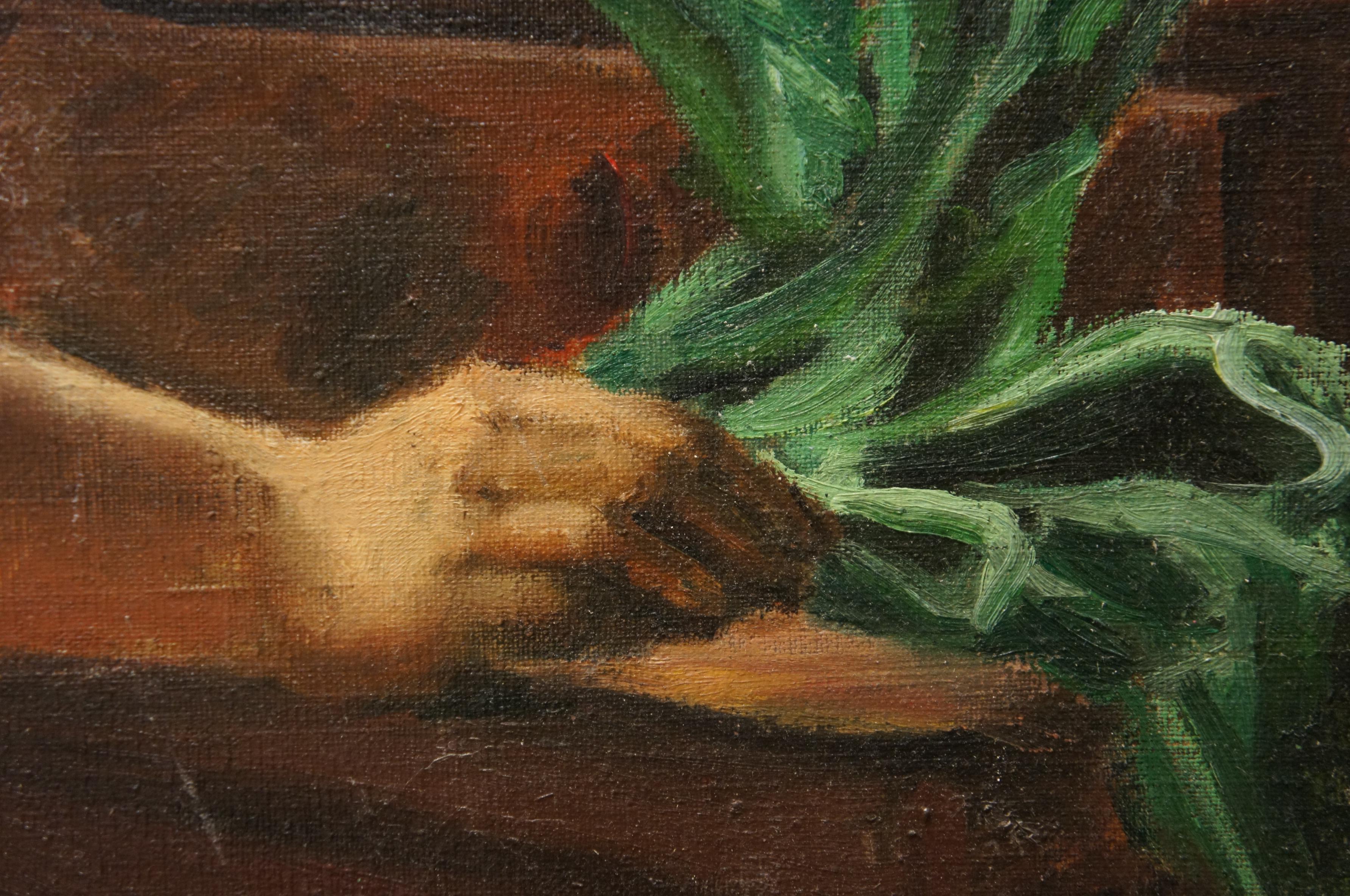 Dorothy Christy Cervantes, portrait de femme nue, peinture à l'huile sur toile 30 po 3