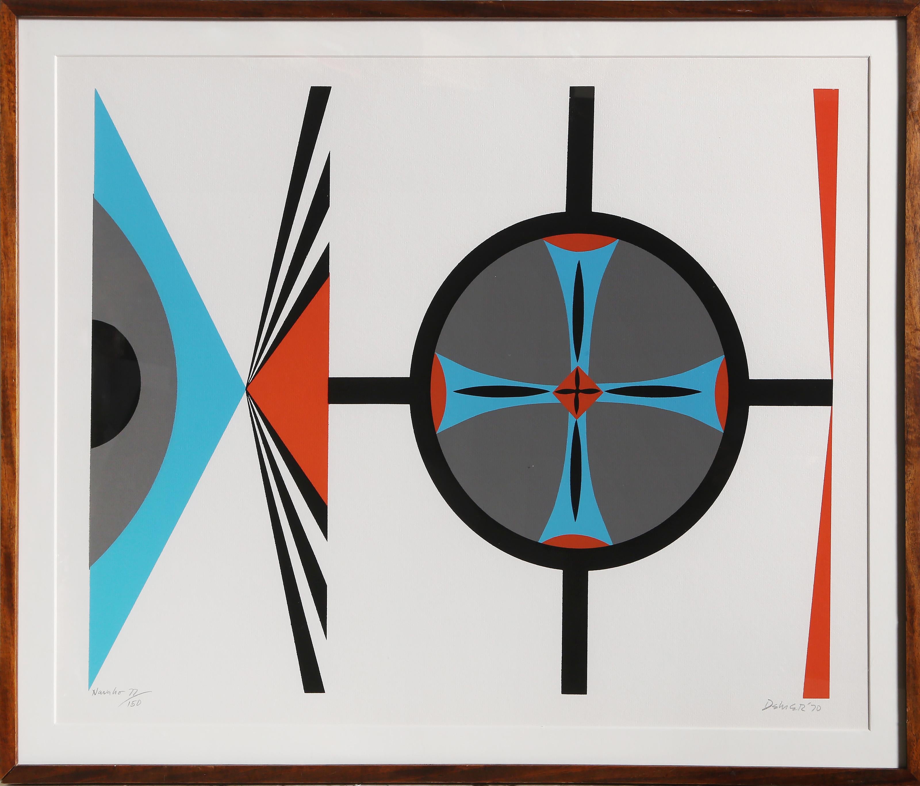Dorothy Dehner, Americana (1901 - 1994) - Navaho, Anno:  1970, Medio:  Serigrafia, firmata e numerata a matita, Edizione:  77/150, Dimensioni immagine:  17 x 22 pollici, Dimensioni:  20  x 26 in. (50.8  x 66,04 cm), Dimensioni telaio:  22 x 27,5