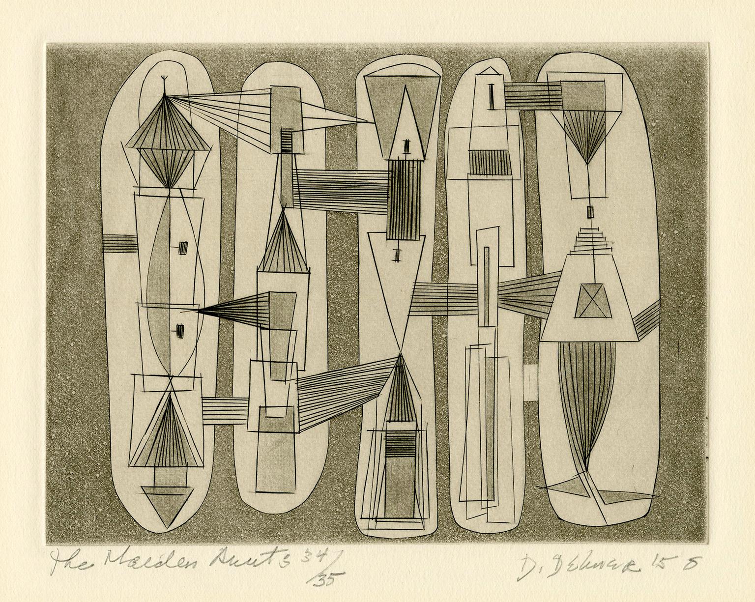 Dorothy Dehner Abstract Print - The Maiden Aunts