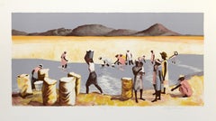 Vintage Picking Salt, Modern American Lithograph by Dorothy Dell Dennison