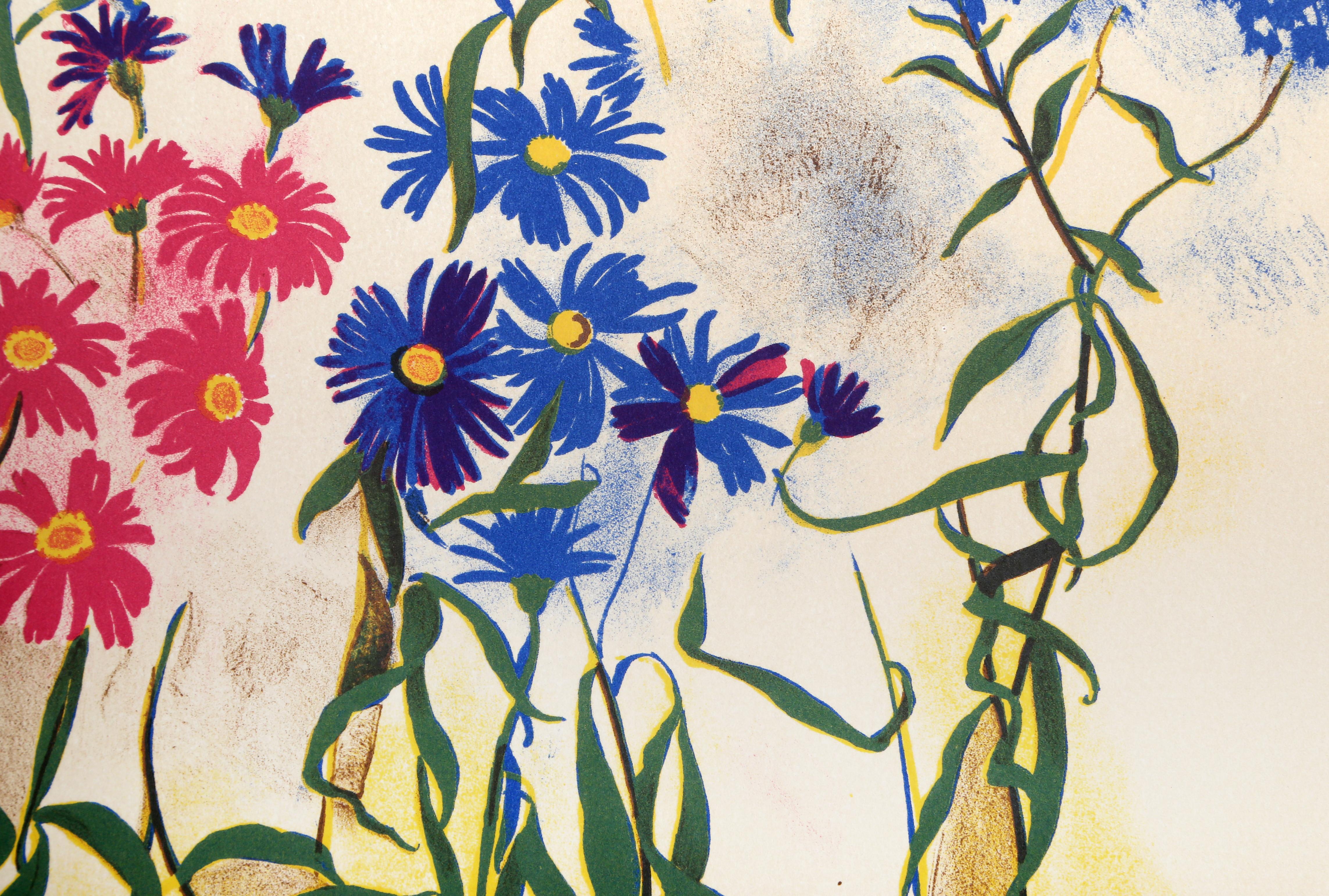 Wild Asters, signed lithograph by Dorothy Dell Dennison For Sale 1