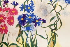 Wild Asters, Folk Art lithograph by Dorothy Dell Dennison