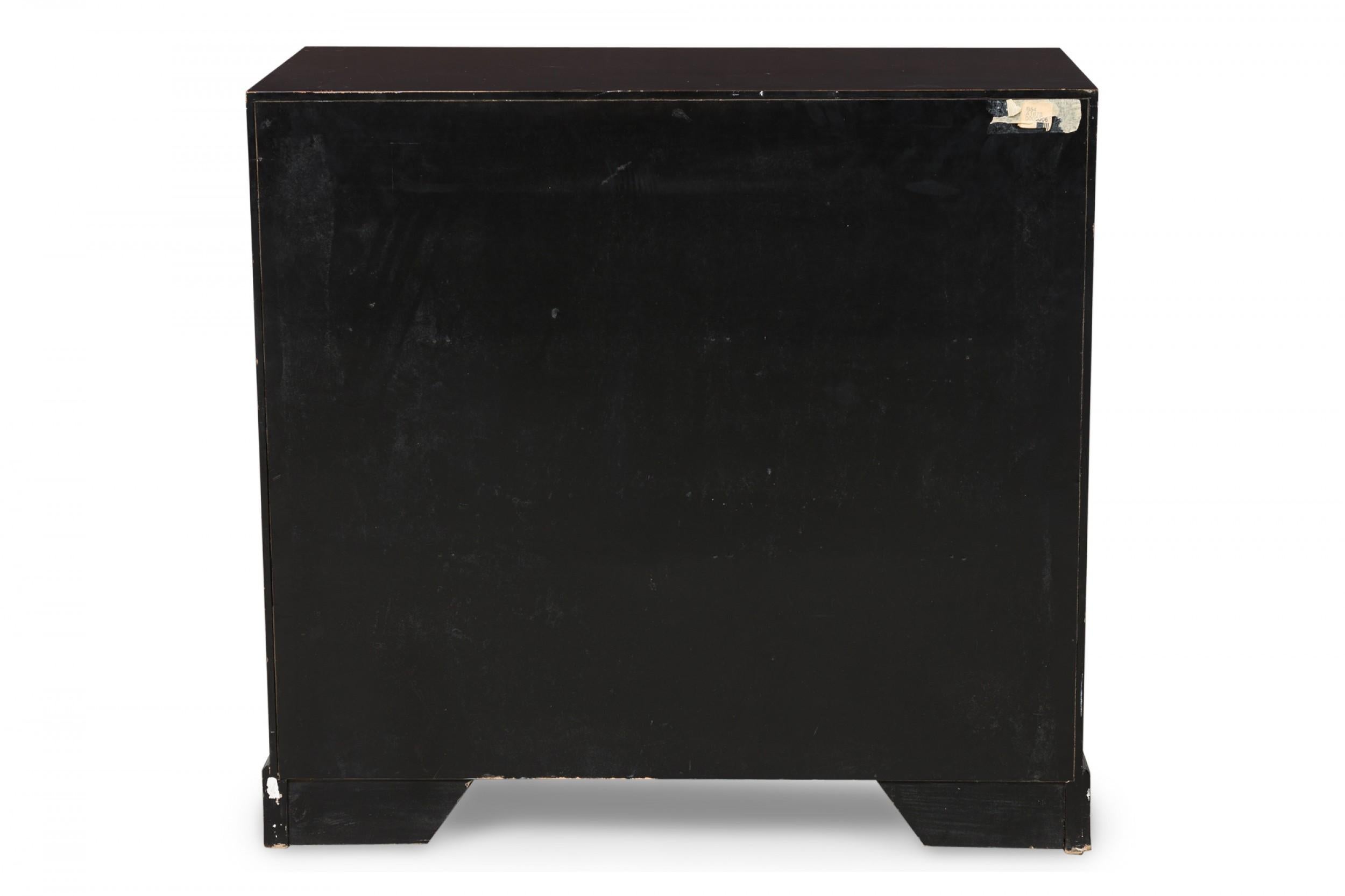 Painted Dorothy Draper American Midcentury 3-Drawer Black and Gilt Chest For Sale