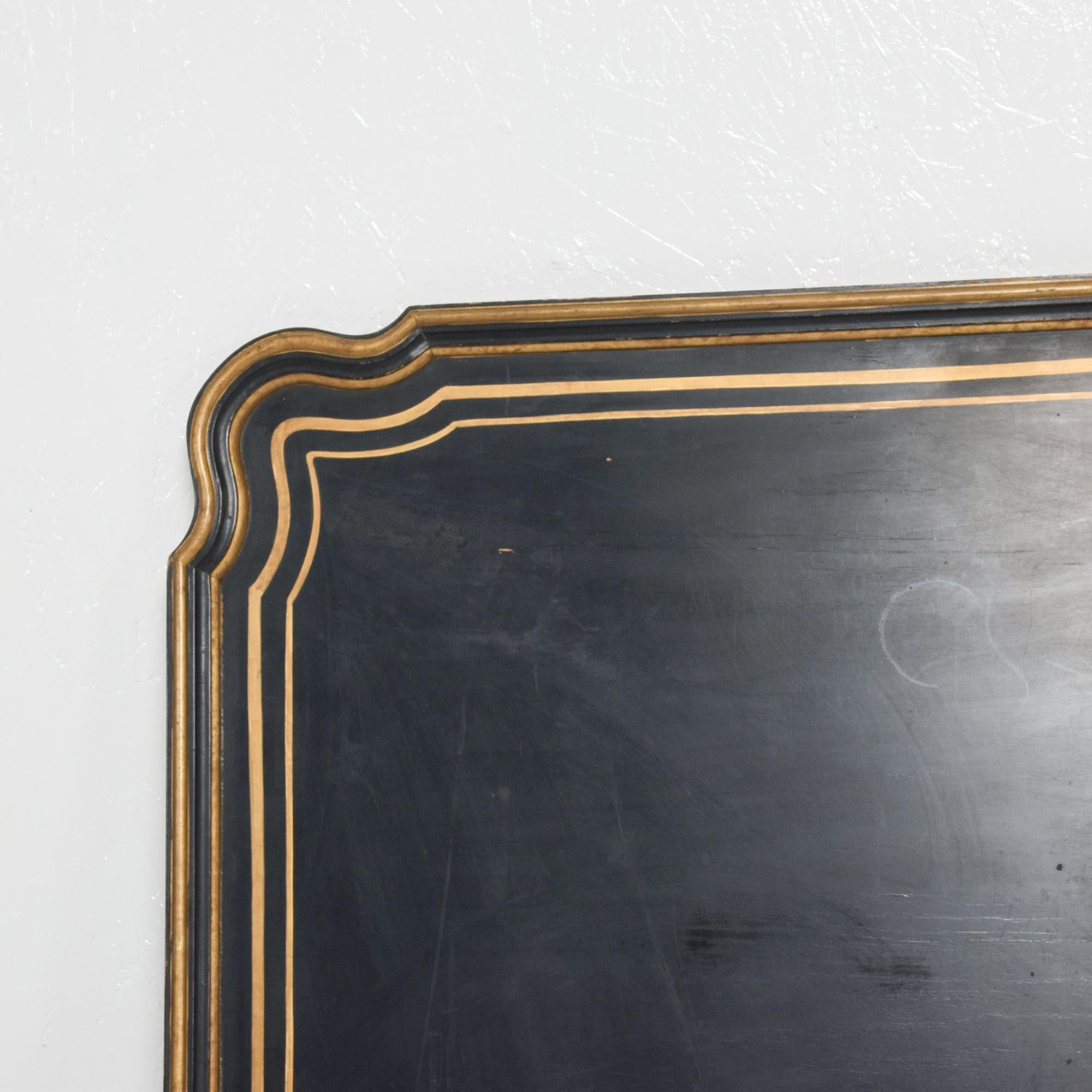 Mid-Century Modern 1950s Dorothy Draper Black Coffee Tabletop Gold Scallop Hollywood