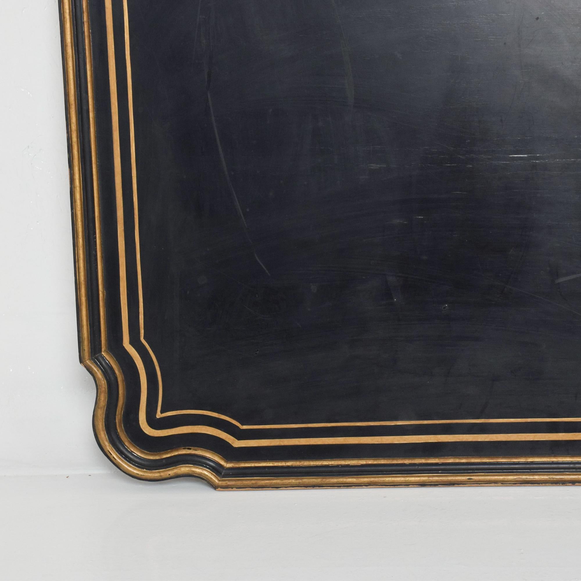 Mid-20th Century 1950s Dorothy Draper Black Coffee Tabletop Gold Scallop Hollywood
