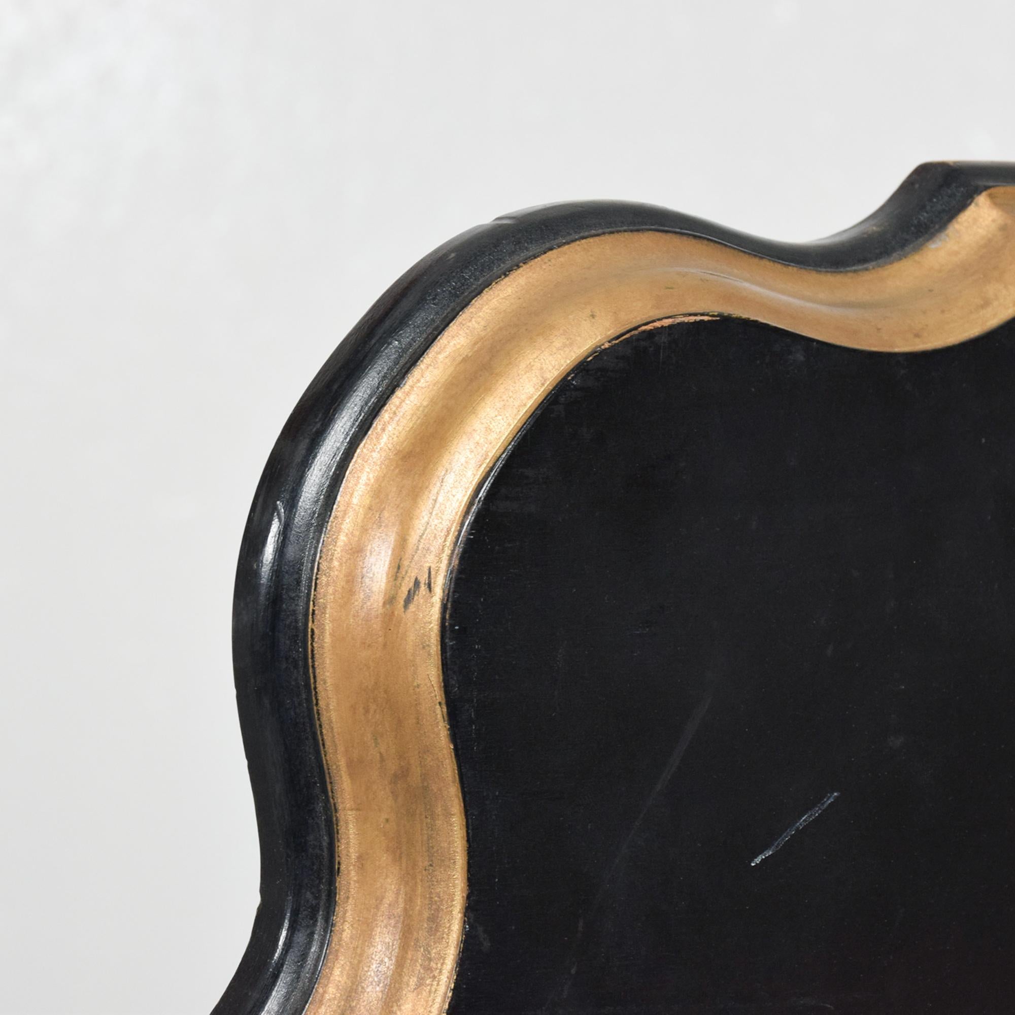 1950s Dorothy Draper Black Coffee Tabletop Gold Scallop Hollywood 1