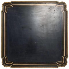 1950s Dorothy Draper Black Coffee Tabletop Gold Scallop Hollywood