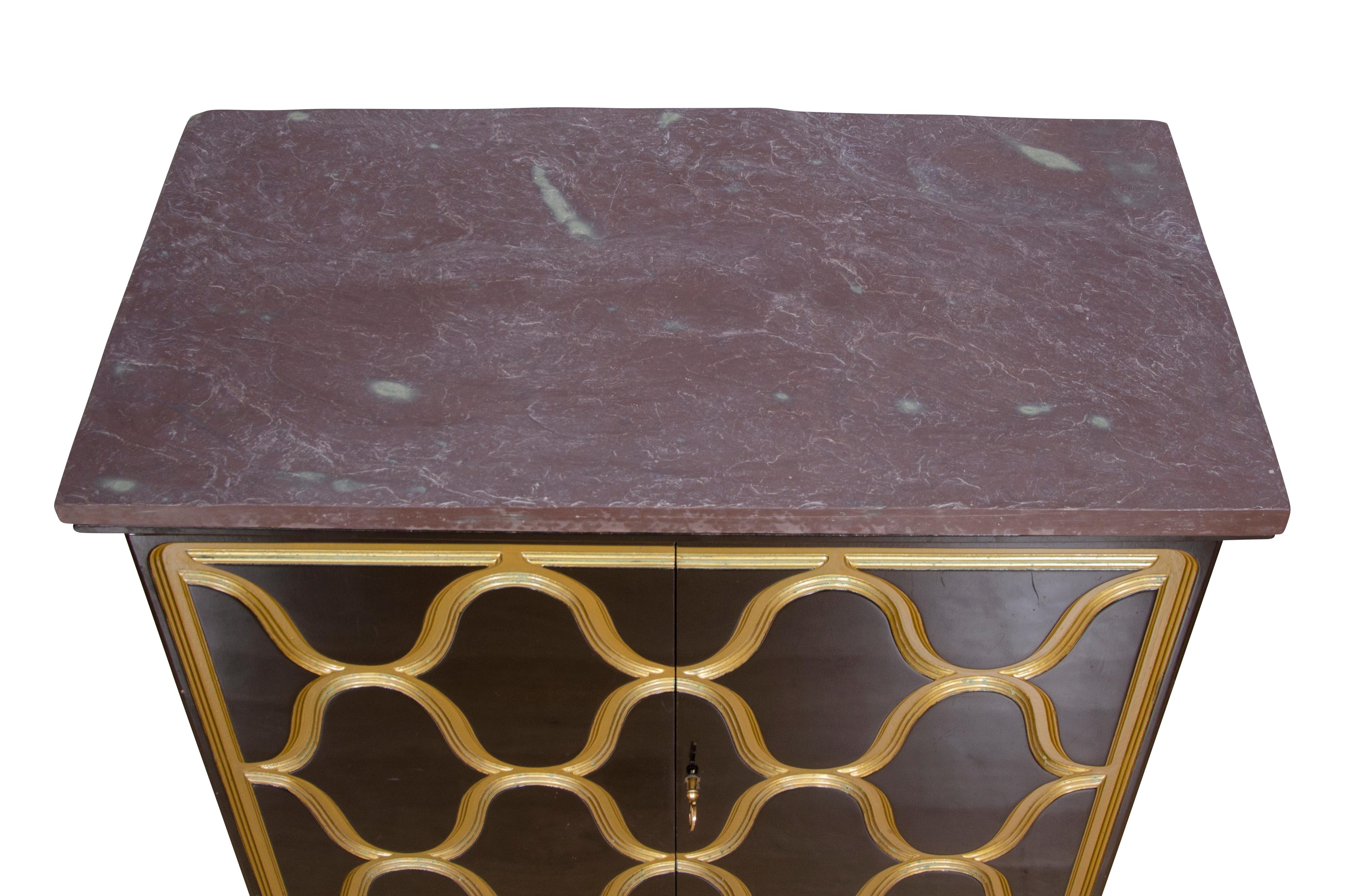 Dorothy Draper Black Lacquer and Gilded Espana Cabinet For Sale 5