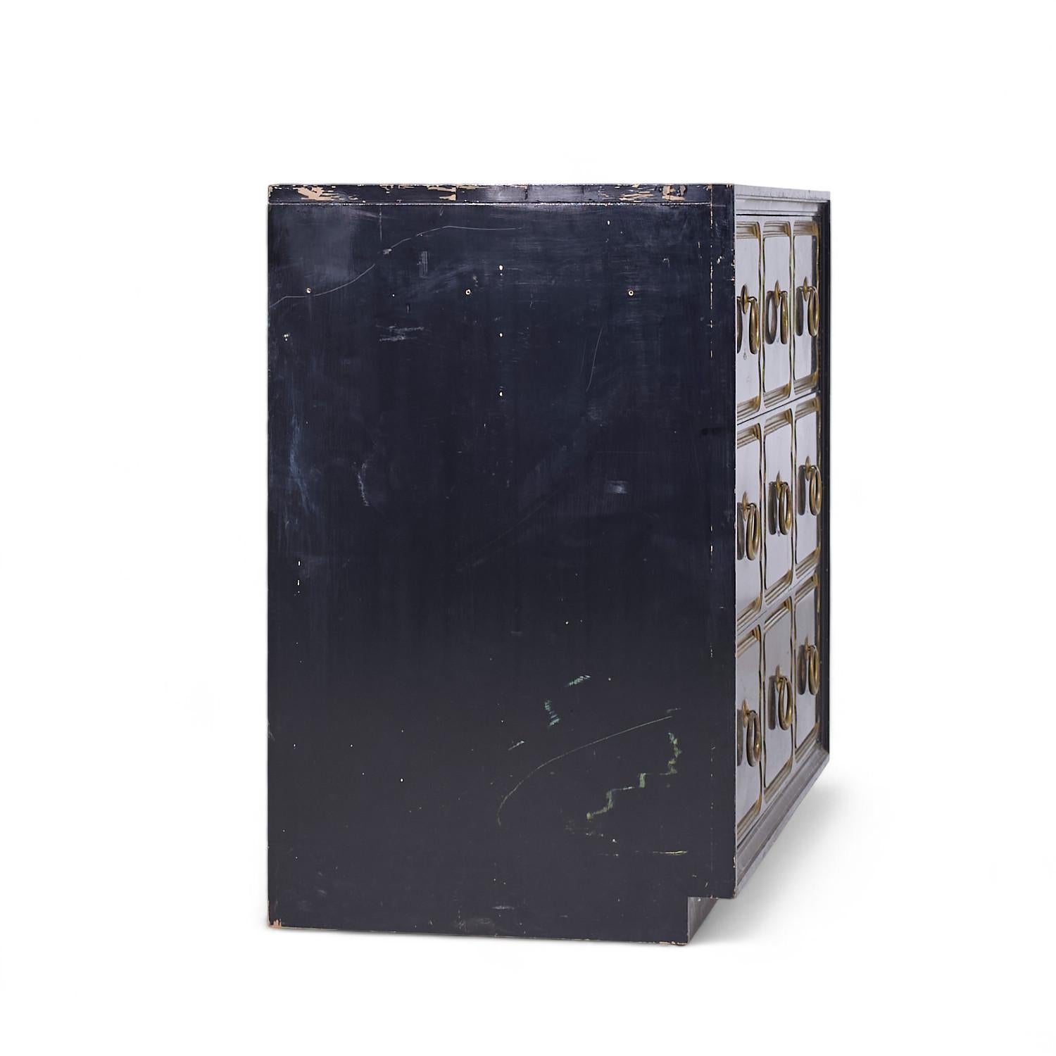 Americano Dorothy Draper España Black and Gold Chest Dressers - Pair in vendita