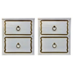 Dorothy Draper Espana Style Hollywood Regency Nightstands Chests, Pair