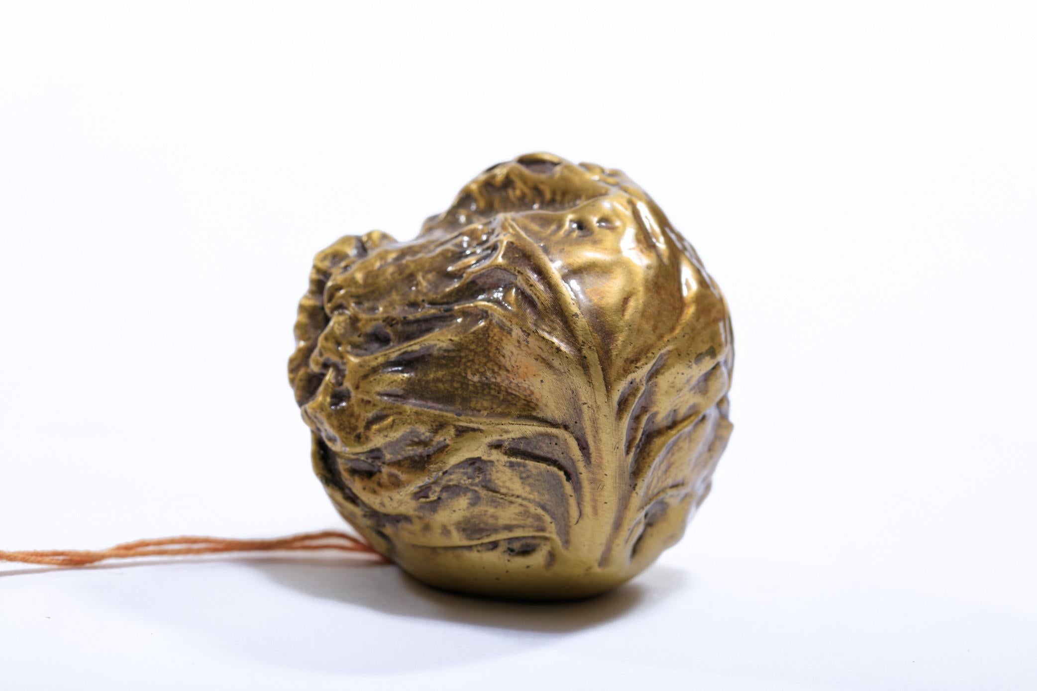 North American Dorothy Draper Hollywood Regency Brass Cabbage Paper Weight with Label For Sale