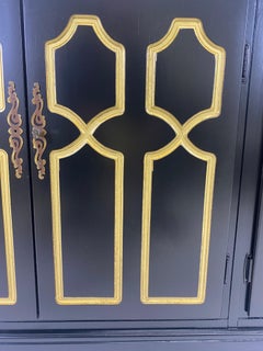 Dorothy Draper Hollywood Regency Espana four-door marble top credenza