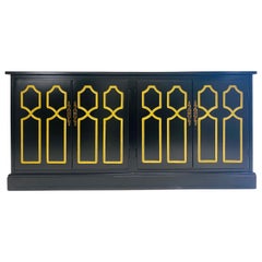 Dorothy Draper Hollywood regency Espana four-door marble topped credenza