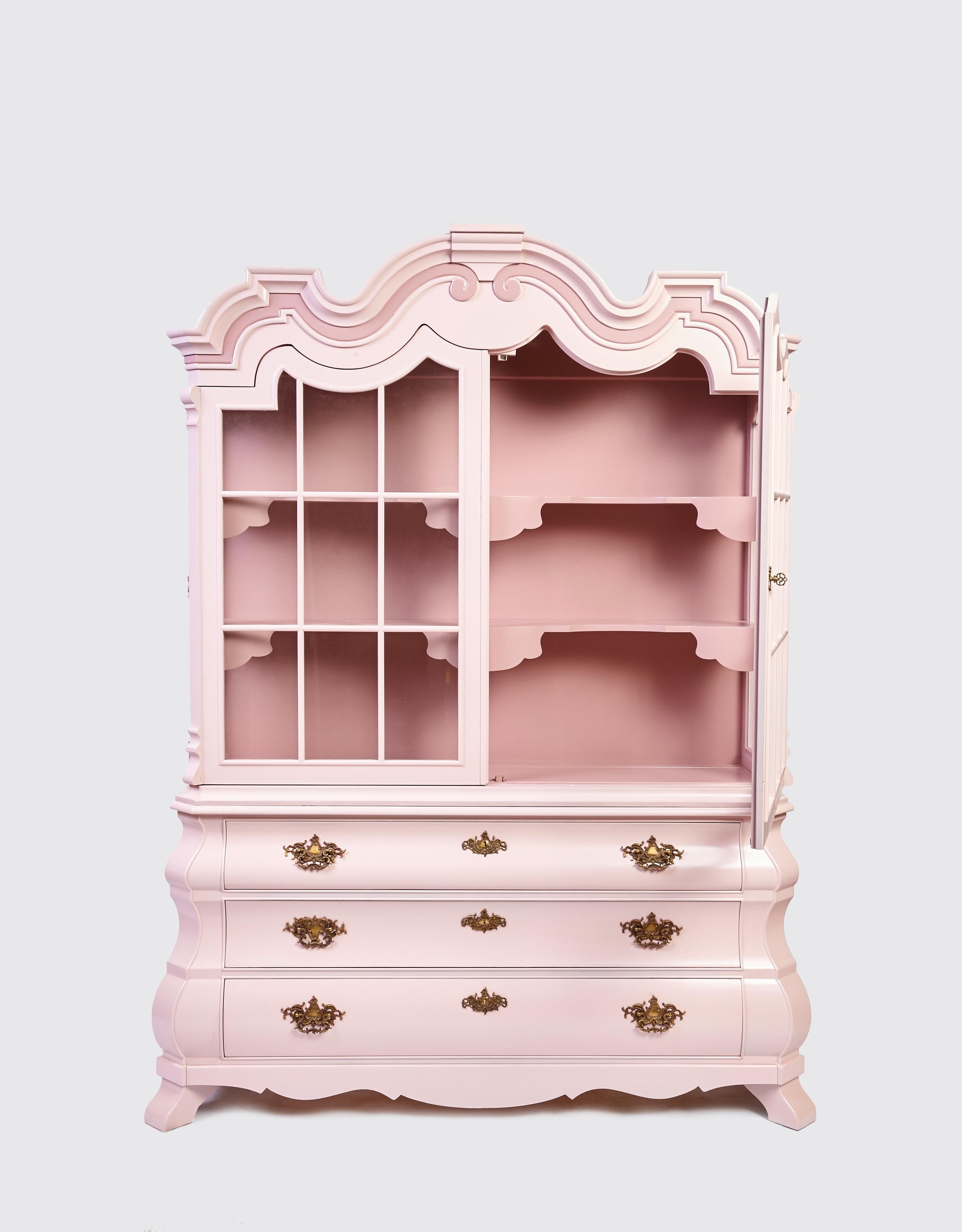 pink china cabinet