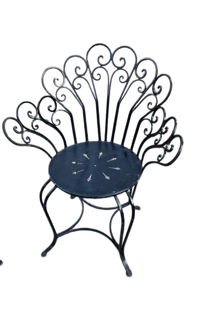 Dorothy Draper Outdoor Wrought Iron Garden Chairs For Sale at 1stDibs