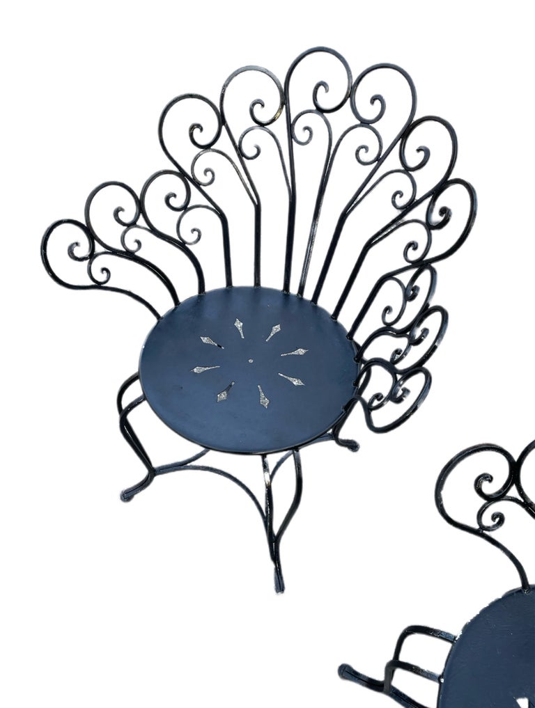 Dorothy Draper Outdoor Wrought Iron Garden Chairs For Sale at 1stDibs