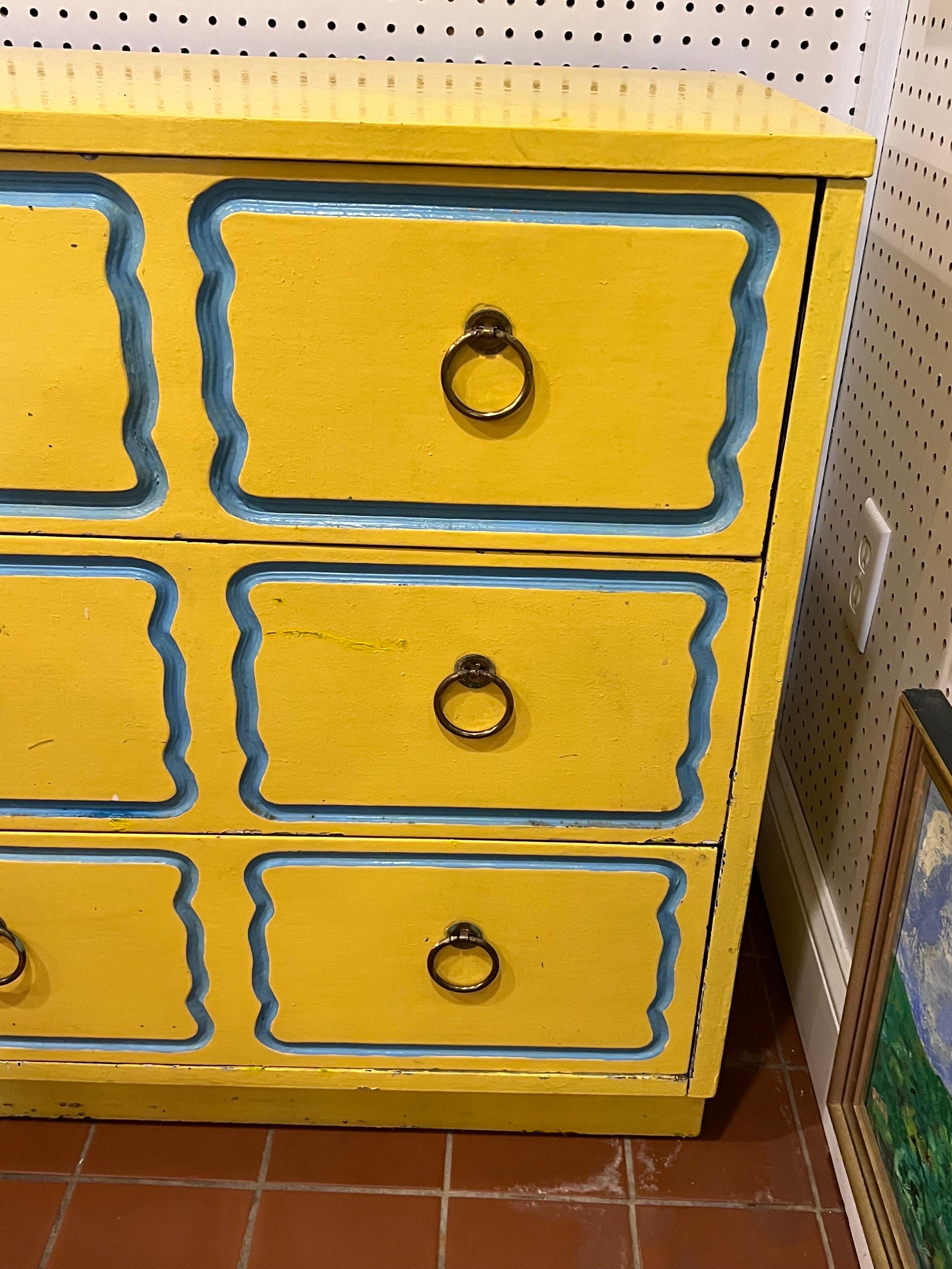 Dorothy Draper Style Espana Chest in Yellow For Sale 1