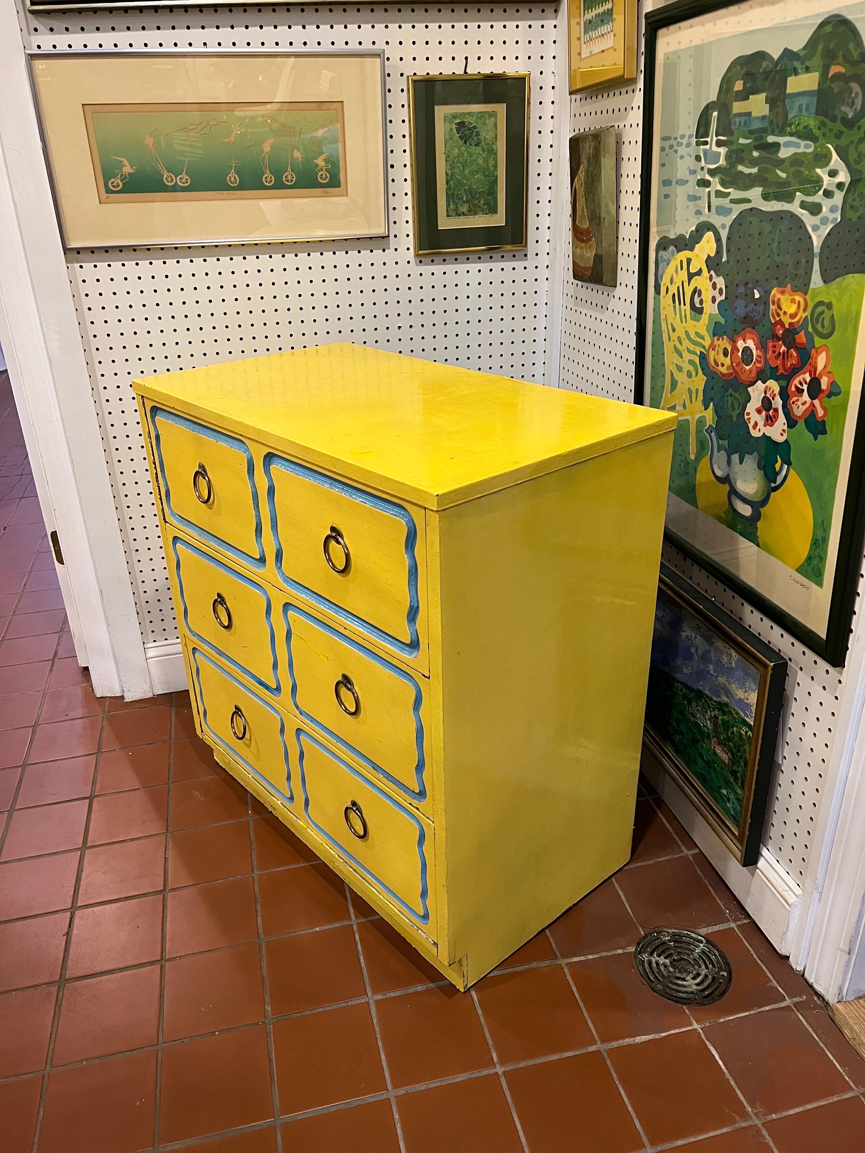 Dorothy Draper Style Espana Chest in Yellow For Sale 4