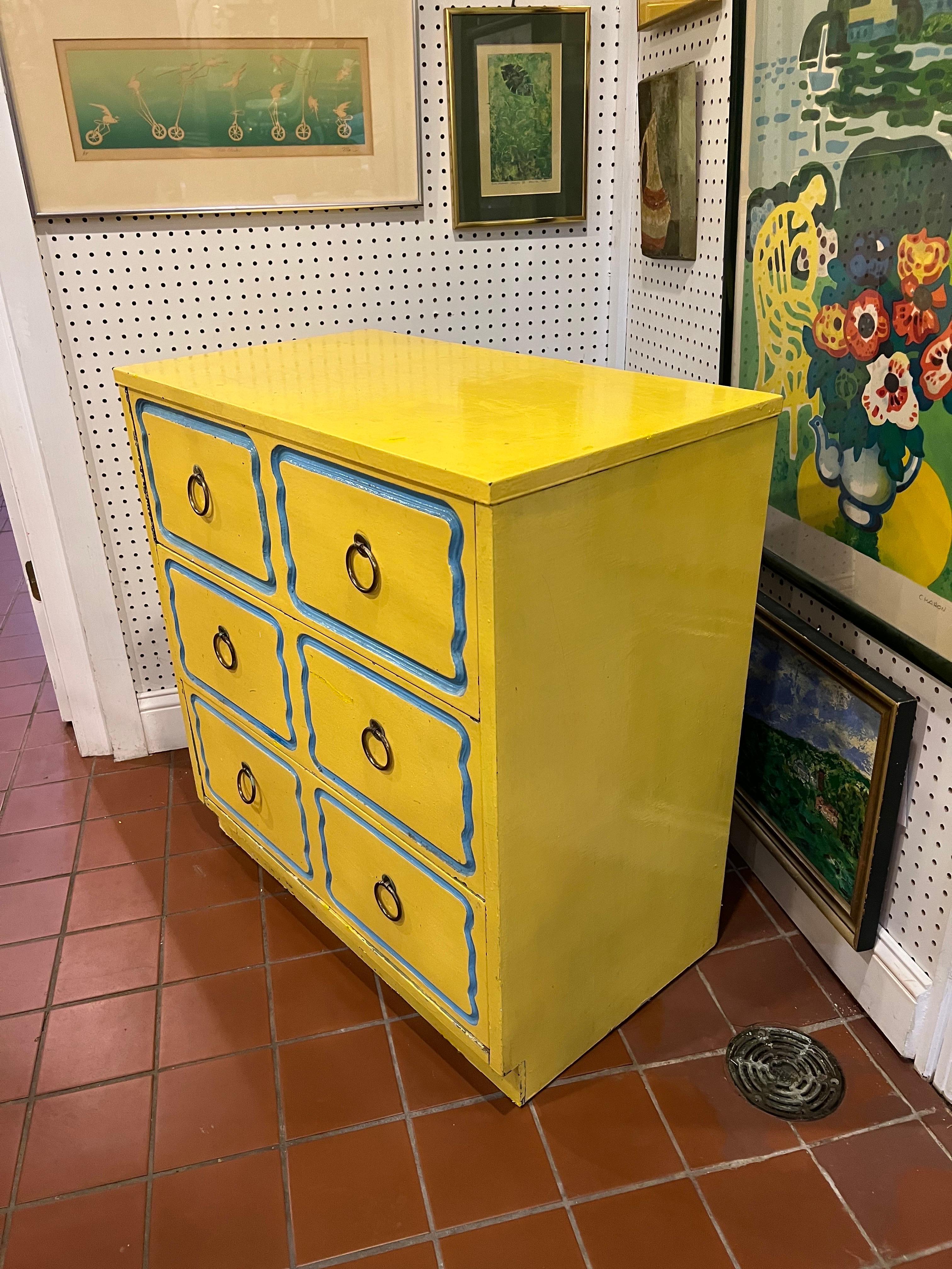 Dorothy Draper Style Espana Chest in Yellow For Sale 5